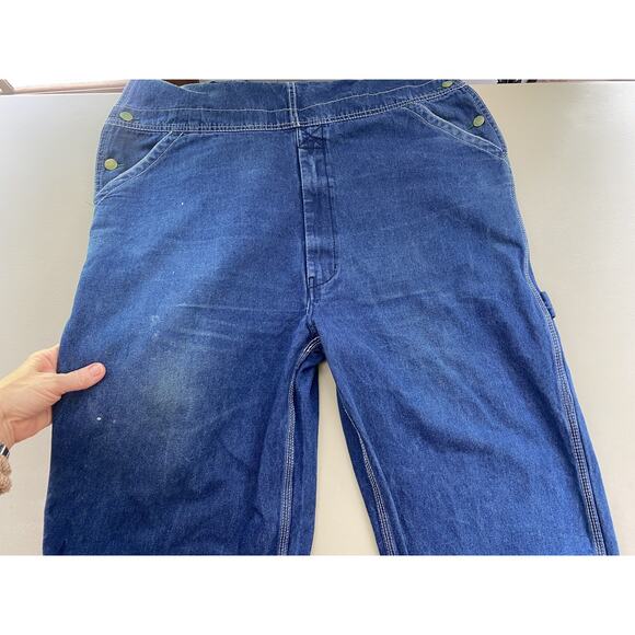 Liberty Denim Bib Overalls Mens 40x27 Blue Carpenter Workwear Dark Wash Grunge - Picture 5 of 11